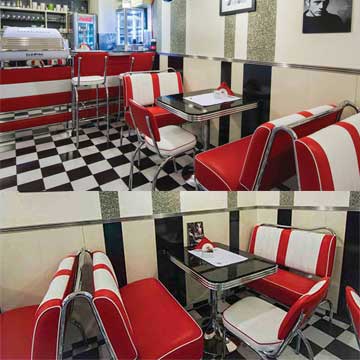 France retro diner-1950s American retro diner Bel Air booth seating, retro diner chairs and table set gallery